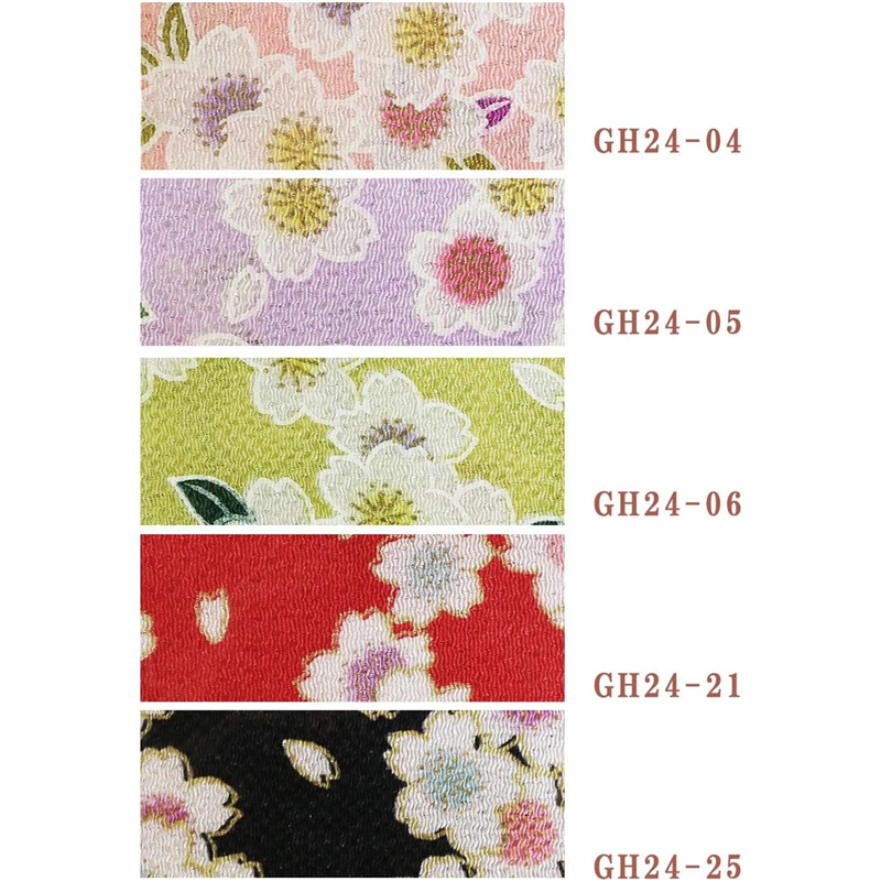 日本紐釦貿易 ちりめん 金彩 桜柄 緑 巾約70cm×3m切売カット GH24-06-3M 1枚(ご注文単位1枚)【直送品】