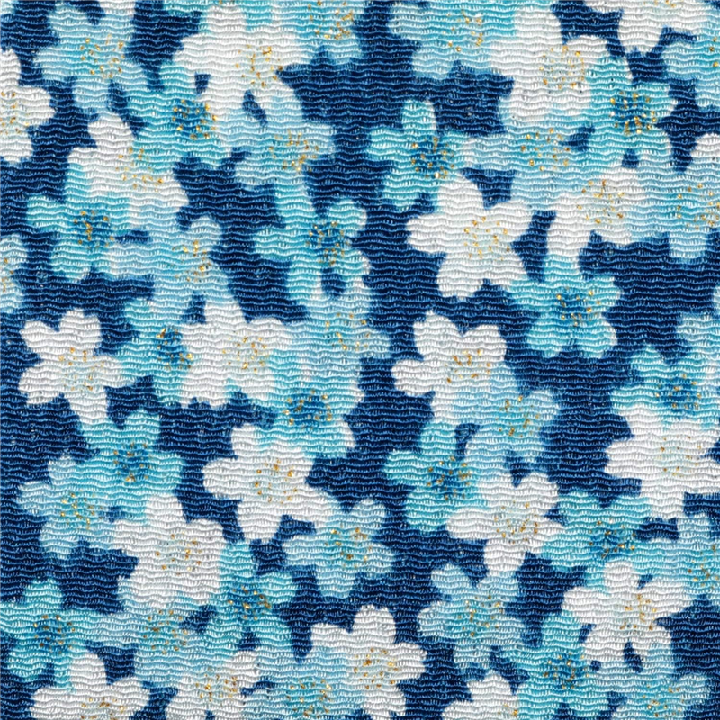 日本紐釦貿易 ちりめん 金彩 桜柄 青 巾約70cm×10ｍ切売カット GH47-03-10M 1枚（ご注文単位1枚）【直送品】