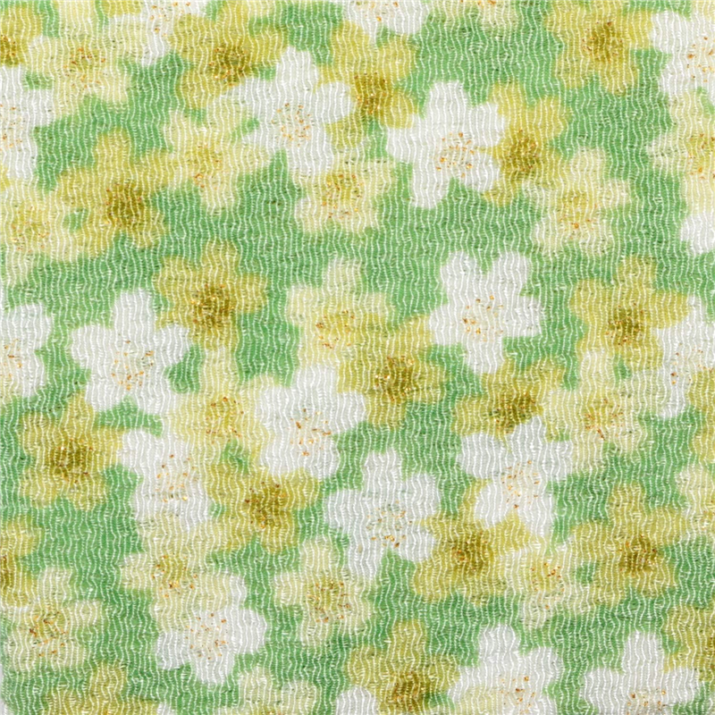 日本紐釦貿易 ちりめんカット 金彩 約23×33cm 桜柄 黄緑 GH47-05 1枚（ご注文単位1枚）【直送品】