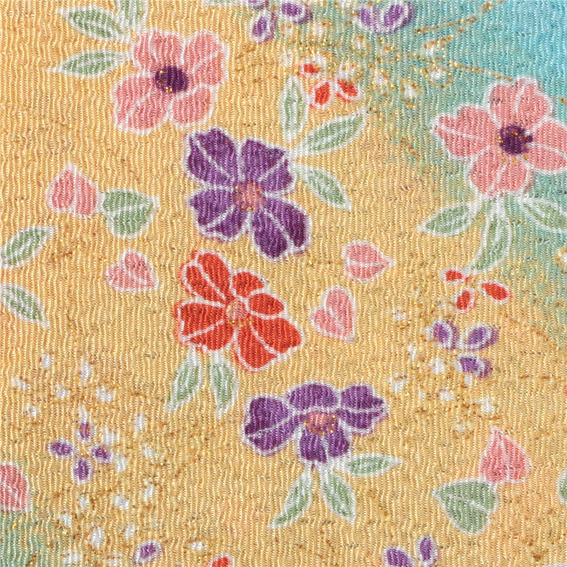 日本紐釦貿易 ちりめん 金彩 桜柄 紫 巾約70cm×3ｍ切売カット GN45-03-3M 1枚（ご注文単位1枚）【直送品】