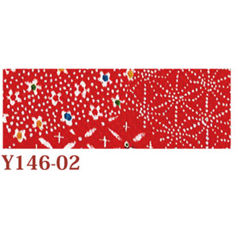 日本紐釦貿易 ちりめん 友禅 麻の葉と花 赤 巾約70cm×9ｍ切売カット 1枚（ご注文単位1枚）【直送品】