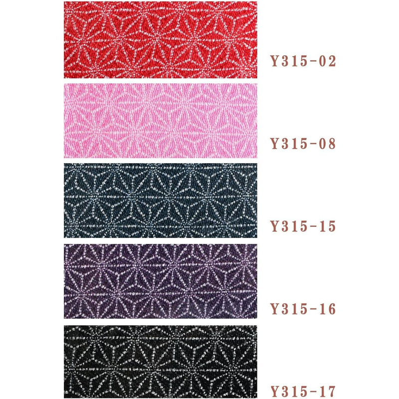 日本紐釦貿易 ちりめん 友禅 麻の葉 紫 巾約70cm×6ｍ切売カット 1枚（ご注文単位1枚）【直送品】