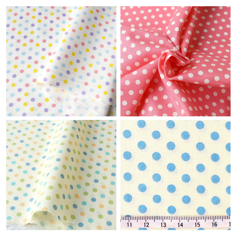 日本紐釦貿易 Happy Sweet Collection ドット スケア プリント生地 巾約110cm ピンク×生成 7mカット HS1284-1-7M 1枚（ご注文単位1枚）【直送品】