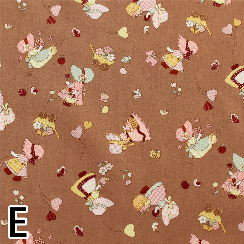 日本紐釦貿易 スーちゃんコレクション Sunbonnet Sue プリント生地 ワイン 巾約110cm×1mカット NCM22000-2E-1M 1枚（ご注文単位1枚）【直送品】