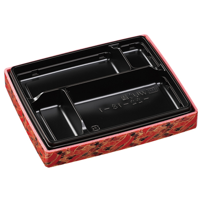 エフピコ 折箱弁当容器 WUS膳 本体 22-18-1（39） 天平赤黒 25枚/袋（ご注文単位1袋）【直送品】