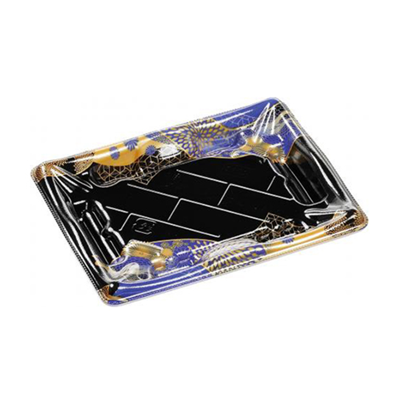 エフピコ 寿司容器 輝ステージ 本体 2-3PK はな扇子青 50枚/袋（ご注文単位1袋）【直送品】