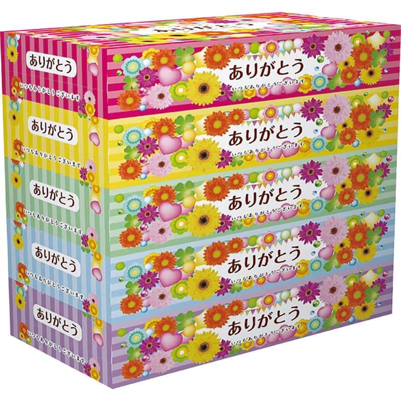 ヨンパ ありがとうBOXティッシュ５個/パック（ご注文単位48パック）【直送品】