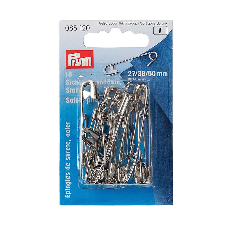 日本紐釦貿易 プリム(Prym) 安全ピン・シルバー 18個セット 27mm/38mm/50mm 085120 (ご注文単位1個)【直送品】