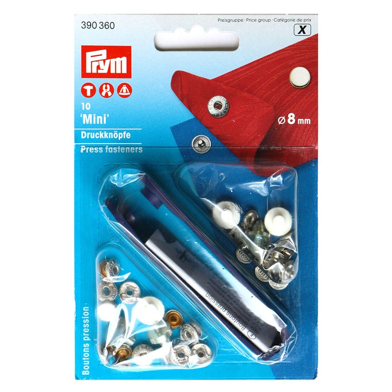 日本紐釦貿易 プリム(Prym) スナップボタン Mini キット付 φ8mm 20組入 ニッケル 390360 (ご注文単位1個)【直送品】