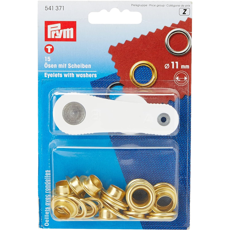 日本紐釦貿易 プリム(Prym) 両面ハトメ（アイレット） φ11mm 15組入 ゴールド 541371 （ご注文単位1個）【直送品】