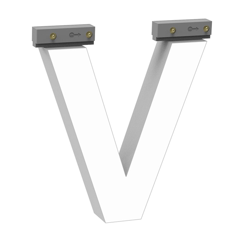 LEDチャネル文字 abcMIX スライドレール式 吊り下げタイプ H100mm 大文字 V 1個(ご注文単位1個)【直送品】