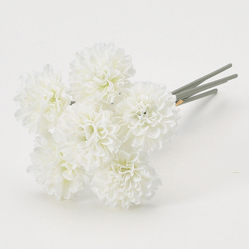 アスカ商会 造花 A-34240　ポンポンマムバンドル #001　ホワイト 1束（ご注文単位1束）【直送品】