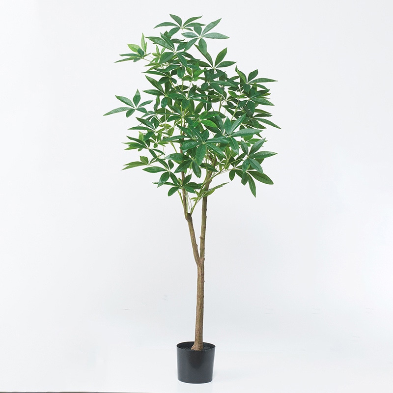 アスカ商会 造花・観葉植物 A-51048 パキラ #051A グリ-ン ポット付 1本(ご注文単位1本)【直送品】