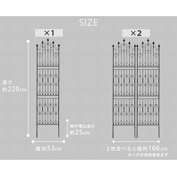 住まいスタイル アイアンフェンス 220 ハイタイプ 2枚組 ブラック DF010H-2P-BLK 1セット(ご注文単位1セット)【直送品】