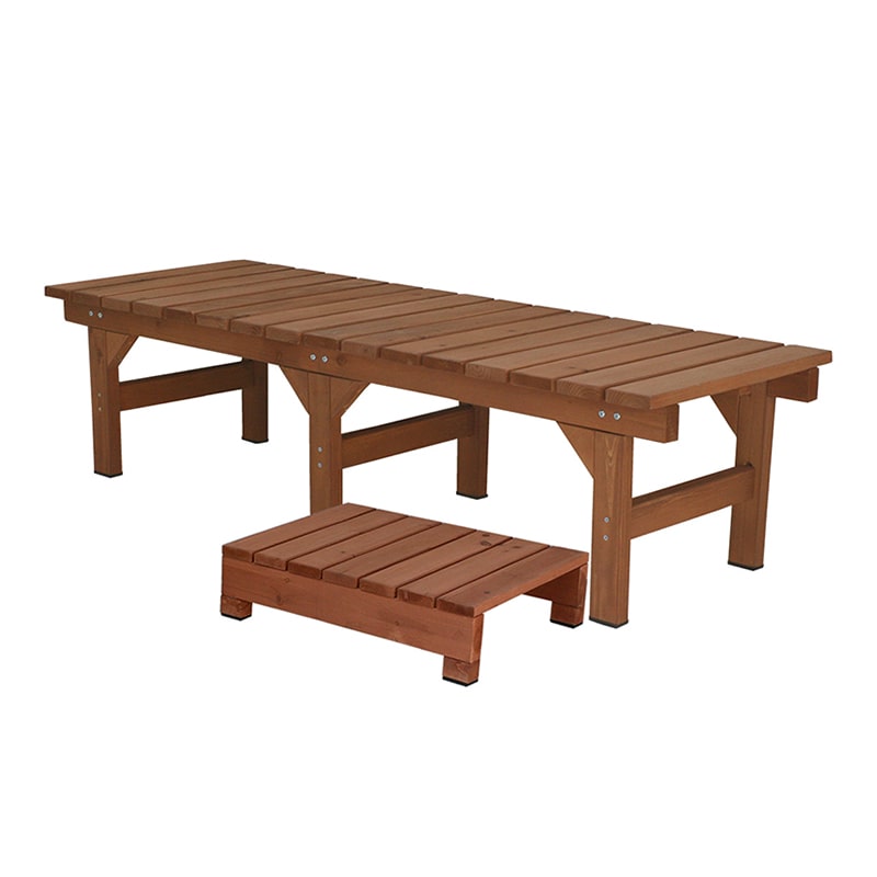 住まいスタイル ユニット縁台ベンチ ひより ステップセット 155×55 ライトブラウン DE-15555STP-LBR 1セット（ご注文単位1セット）【直送品】