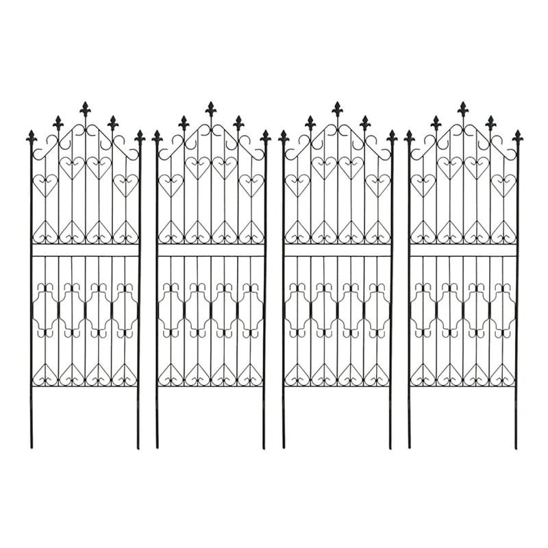 住まいスタイル アイアンフェンス 150 ロータイプ 4枚組 ブラック DF009L-4P-BLK 1セット（ご注文単位1セット）【直送品】