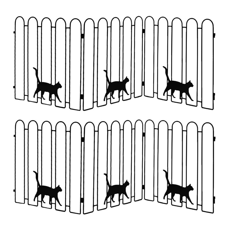住まいスタイル 折り畳めるアイアンフェンス 猫3連 2枚組 ブラック NK120-2P-BLK 1セット（ご注文単位1セット）【直送品】