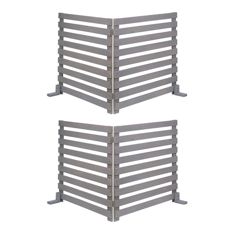 住まいスタイル 折り畳めるウッドフェンス 横ボーダー 2枚組 142×71 グレー WF-284YK-GRY 1セット(ご注文単位1セット)【直送品】