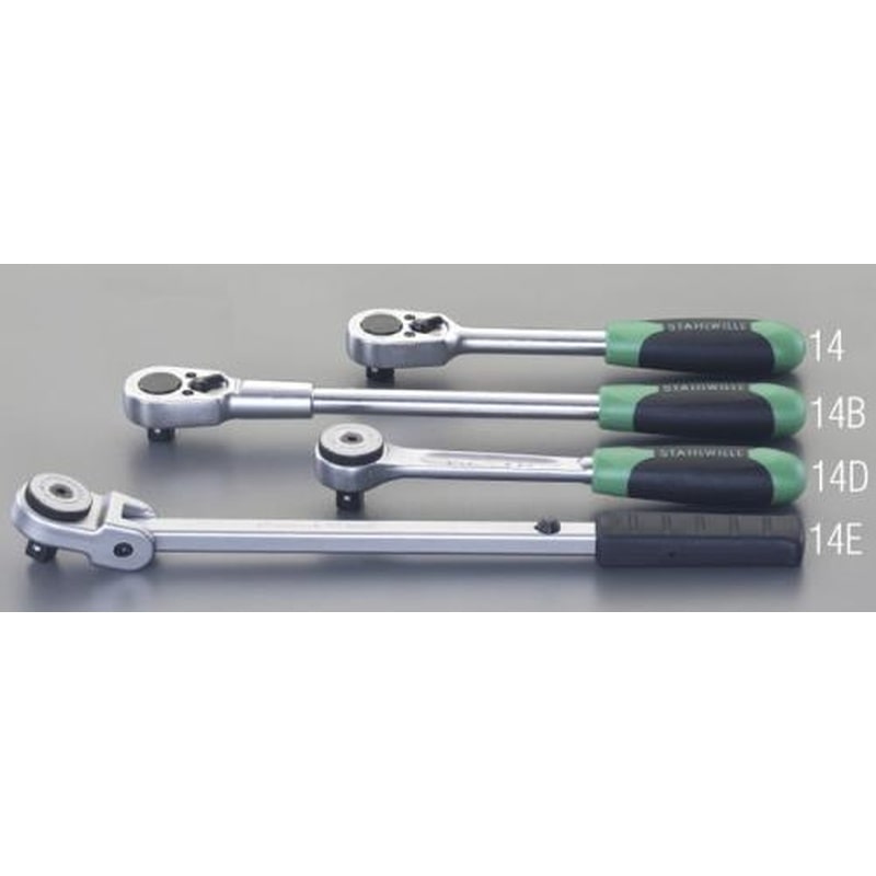 エスコ EA617ZR-14B 1/2”DR/380mmラチェットハンドル 1個（ご注文単位1個）【直送品】