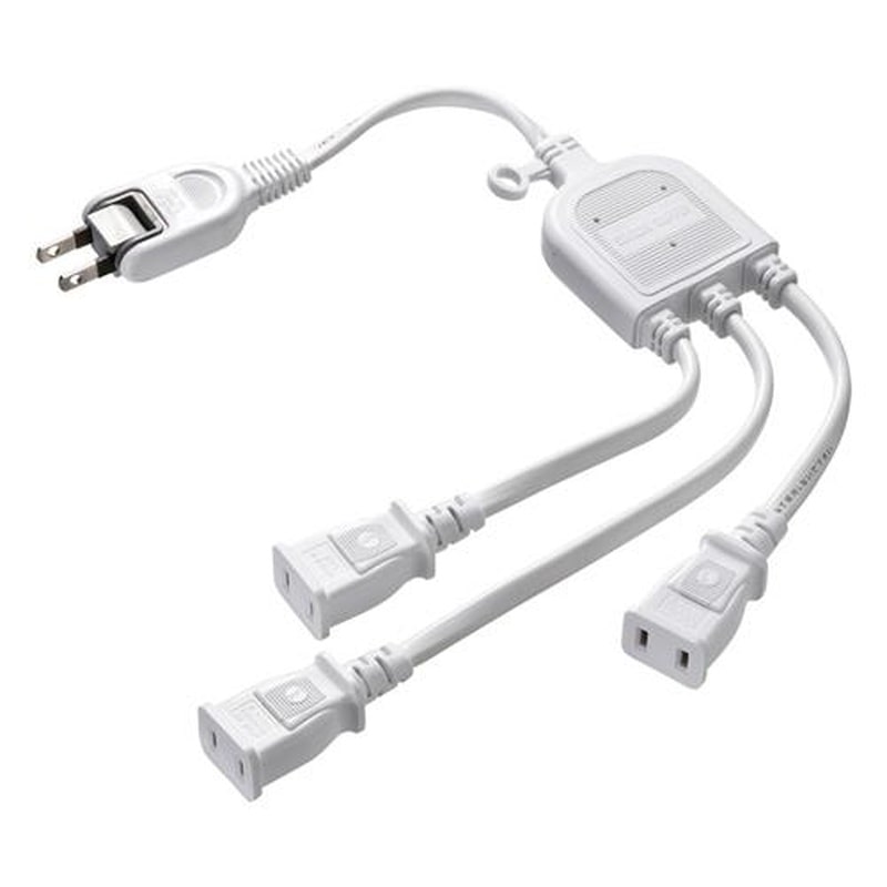 エスコ EA815GA-87AA 125V/15Ax0.5m分配コード(3口/白) 1個(ご注文単位1個)【直送品】