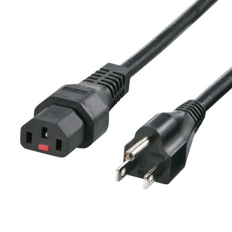 エスコ EA764CD-65 125V/12Ax1m電源コード(コンセント-PC接続/抜止黒 1個(ご注文単位1個)【直送品】