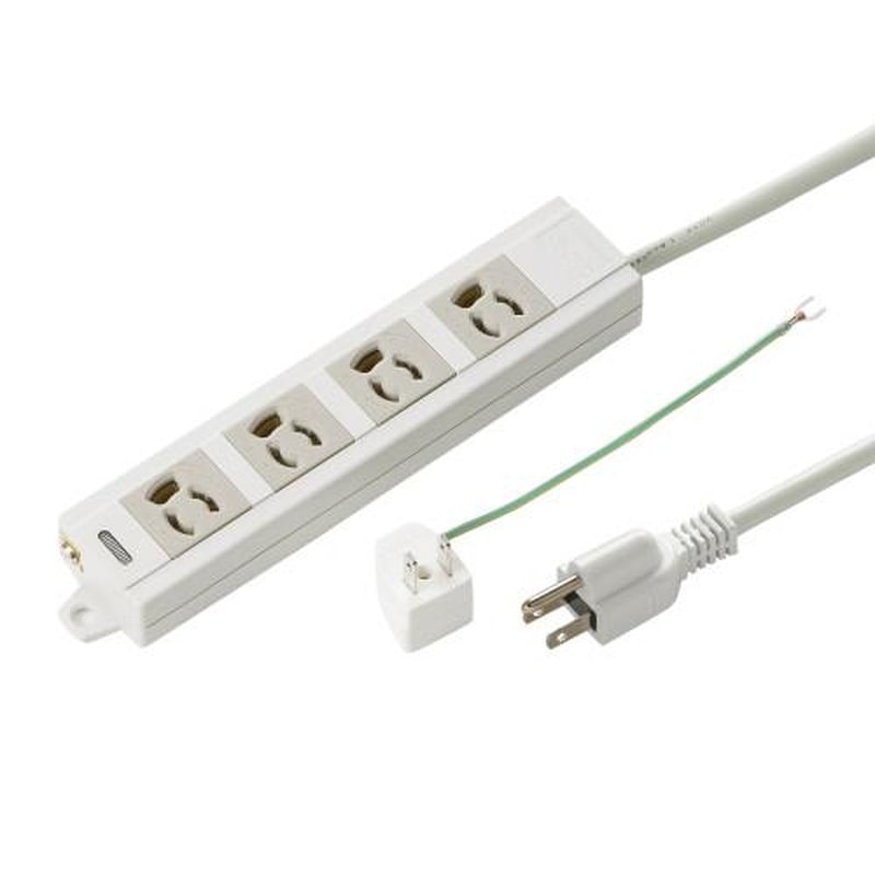 エスコ EA815GM-294 AC125V/15Ax10mタップ(4口/3P/変換アダプタ付) 1個(ご注文単位1個)【直送品】
