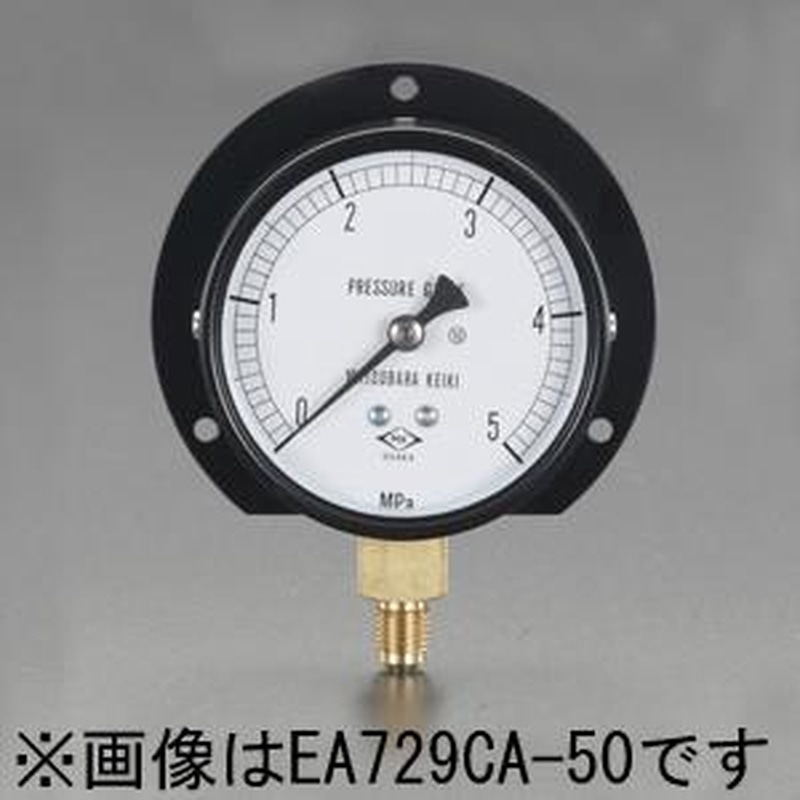 エスコ EA729CA-50 フレアー1/4”/75/100mm/0-5.0MPaつば付圧力計 1個（ご注文単位1個）【直送品】