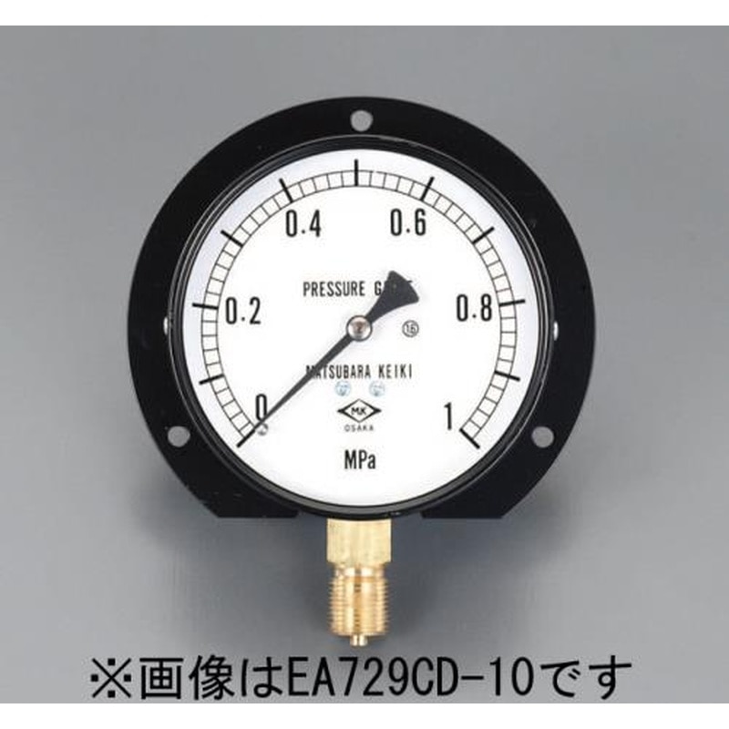 エスコ EA729CE-15 G3/8”/100/128mm/0-1.5MPaつば付圧力計 1個（ご注文単位1個）【直送品】