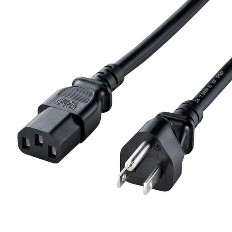 エスコ EA764CD-44 125V/7Ax2m電源コード(コンセントPC接続用/黒) 1個(ご注文単位1個)【直送品】