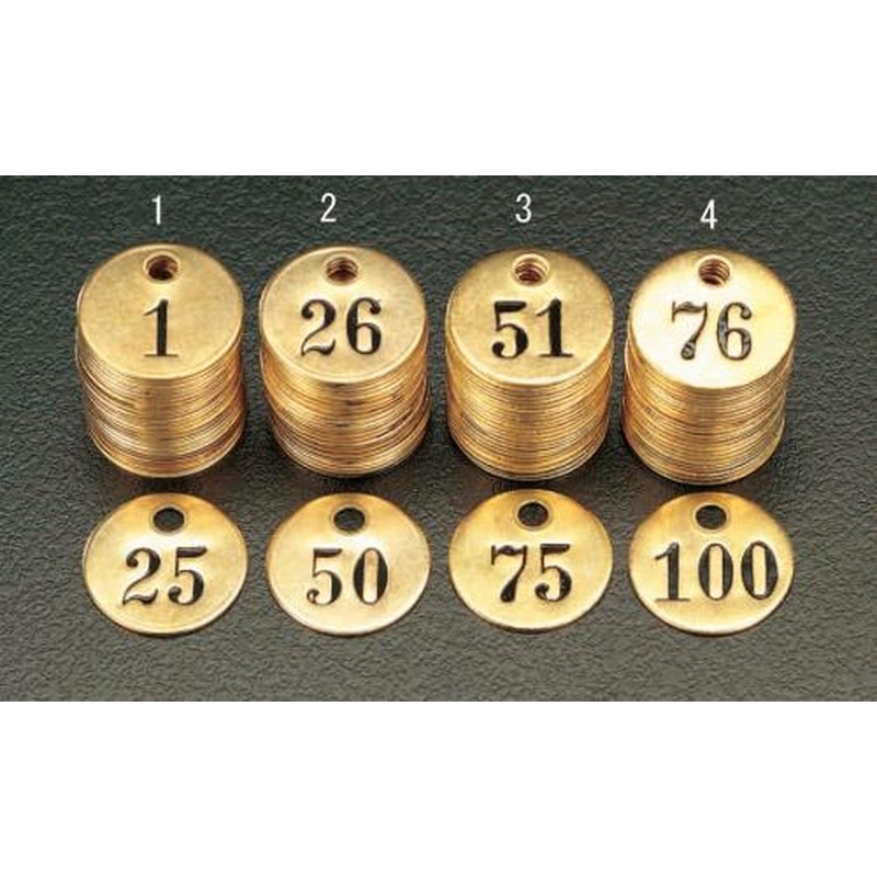 エスコ EA591HH-1 1-2525枚組ナンバーチェック(25mm丸) 1個（ご注文単位1個）【直送品】