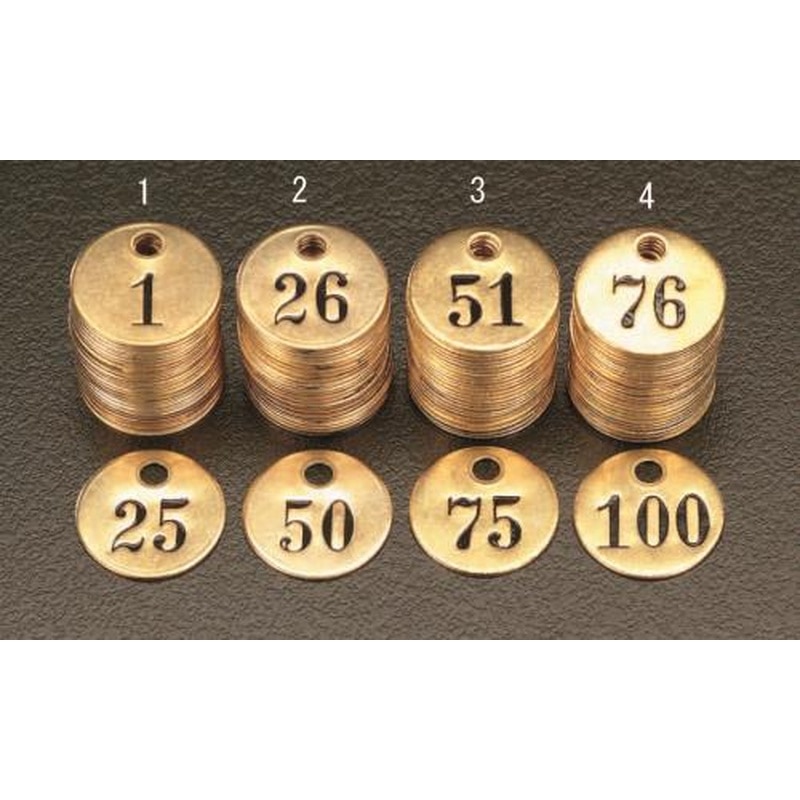 エスコ EA591HH-2 26-5025枚組ナンバーチェック(25mm丸) 1個（ご注文単位1個）【直送品】