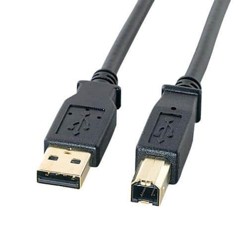 エスコ EA764AJ-82A 2.0m USBケーブル(A-B/2.0対応/金メッキ/黒) 1個 （ご注文単位1個）【直送品】