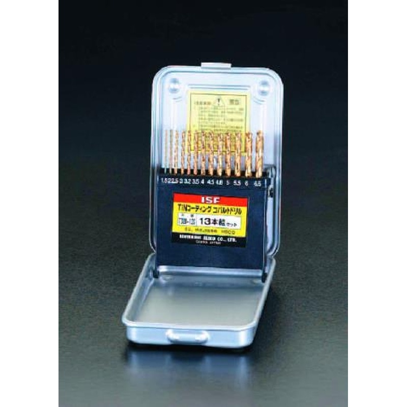 エスコ EA824BE-13 1.5-6.5mm/13本組ストレートドリル(TinCo-HSS) 1個(ご注文単位1個)【直送品】