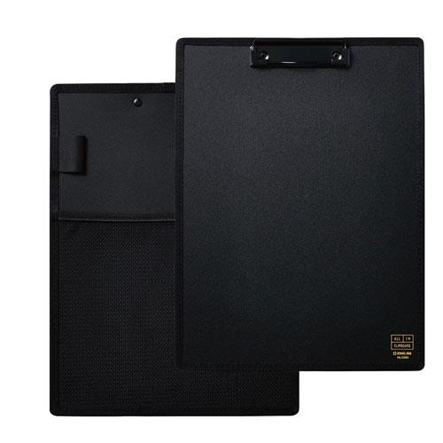 エスコ EA762DA-301 A4/E型 クリップボード(ポケット付/黒) 1枚 (ご注文単位1枚)【直送品】