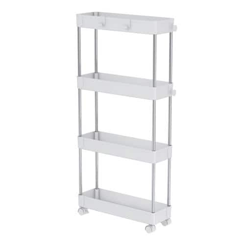 エスコ EA951FE-133 400x130x845mm 収納ラック(4段/スリム/キャスター付) 1台 （ご注文単位1台）【直送品】