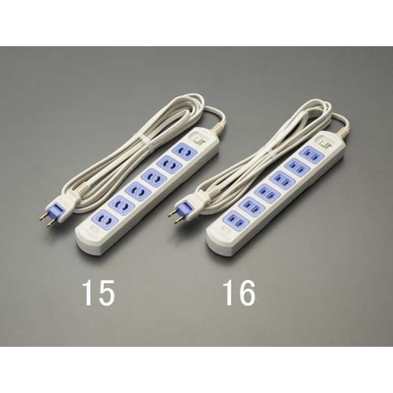 エスコ EA815GL-15 AC125V/15Ax3mタップ(6口・抜け止・マグネット付) 1個(ご注文単位1個)【直送品】