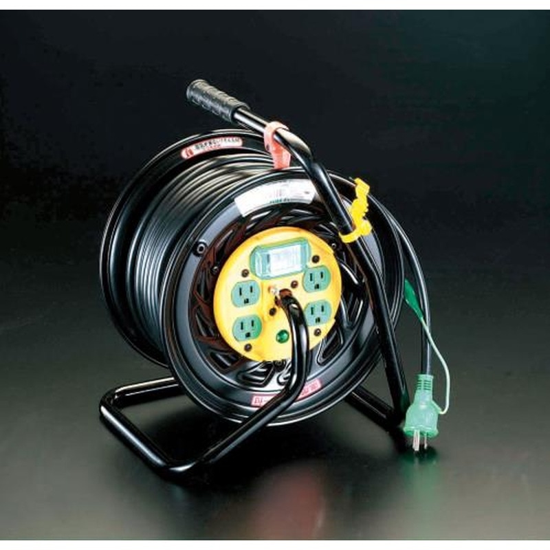 エスコ EA815DA-3 AC125V/22A/30mコンセンント固定リール(漏電遮断付) 1個(ご注文単位1個)【直送品】
