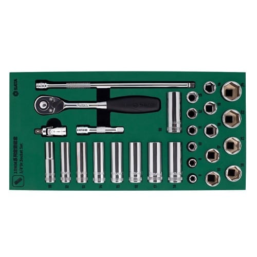 エスコ EA687YA-3A 3/8DR ソケットレンチセット(トレー入り) 1セット (ご注文単位1セット)【直送品】