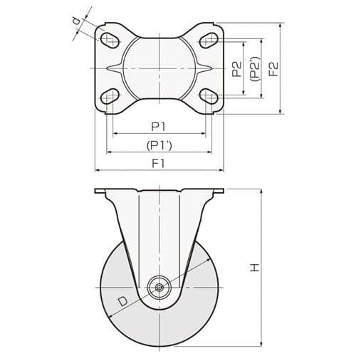 エスコ EA986PN-335 150mm キャスター(ゴム車/固定/ステンレス製) 1個 （ご注文単位1個）【直送品】