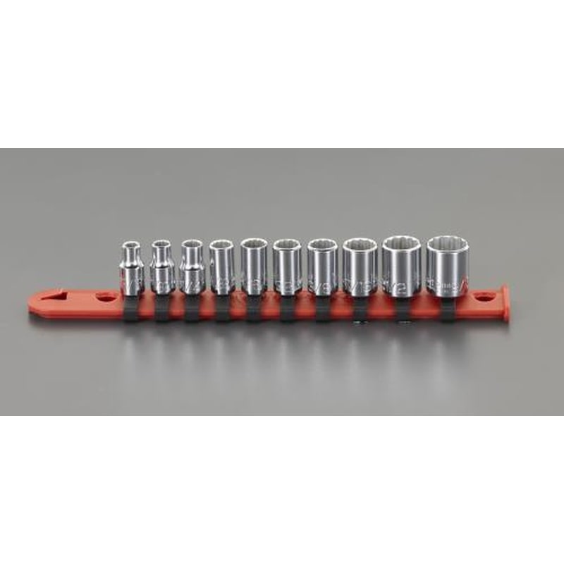 エスコ EA617AB-2 1/4”DR/10個組ソケット(ホルダー付・インチサイズ) 1個(ご注文単位1個)【直送品】