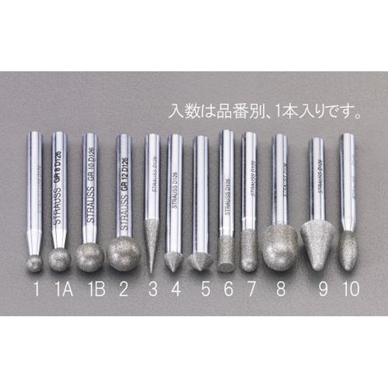 エスコ EA819DL-2 φ12mm/60mmダイヤモンドバー(丸/6mm軸) 1個（ご注文単位1個）【直送品】