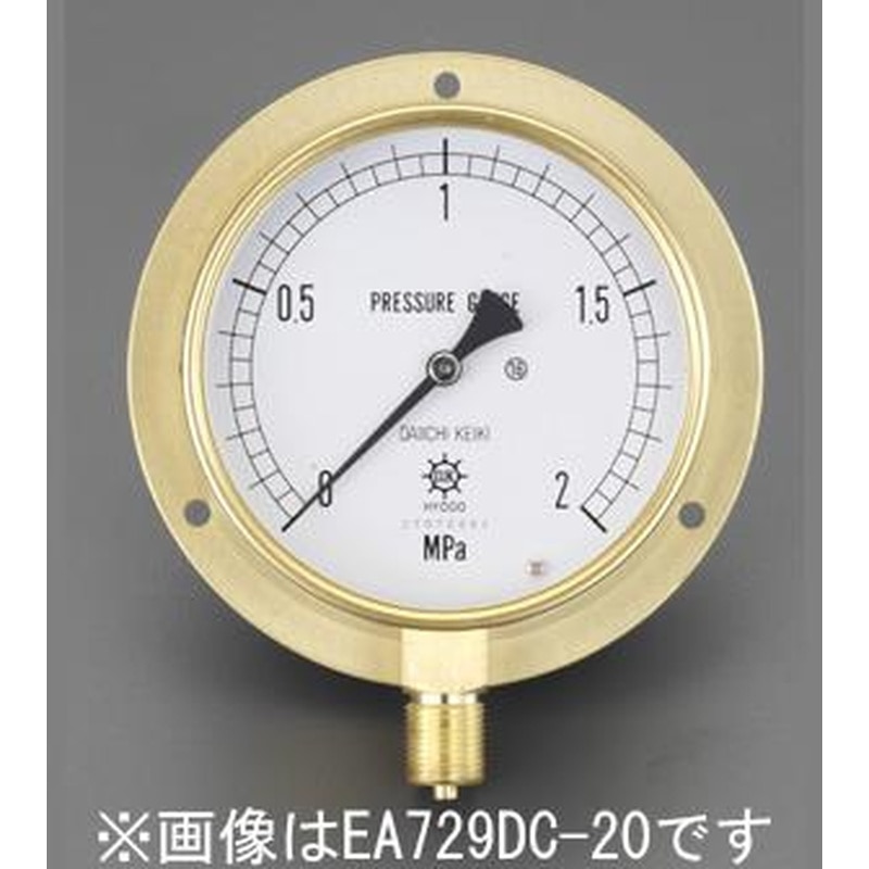 エスコ EA729DD-10 G3/8”/100mm/0-1.0MPaつば付圧力計 1個（ご注文単位1個）【直送品】