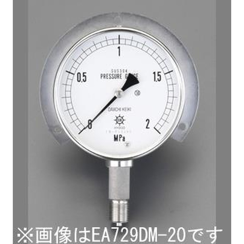 エスコ EA729DN-100 G3/8”/100mm/0-10MPaつば付圧力計(ステンレス) 1個（ご注文単位1個）【直送品】