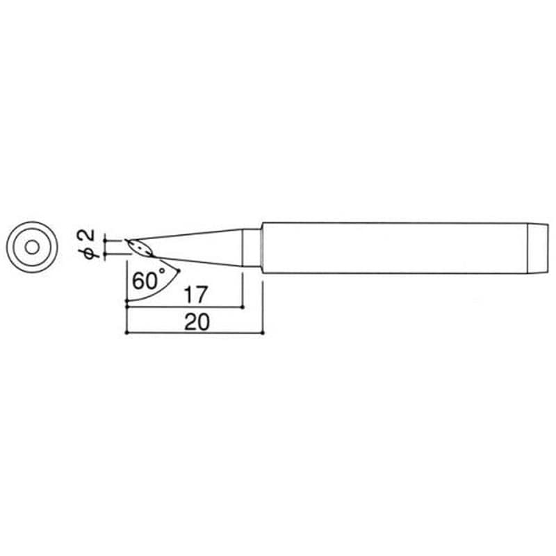 エスコ EA305E-2 2.0mmこて先(EA305E-130・130S用) 1個（ご注文単位1個）【直送品】