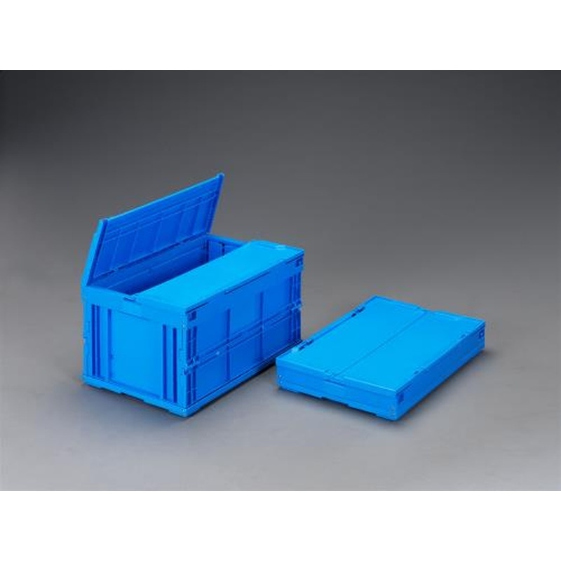 エスコ EA506A-51 530x366x320mm/48.0L折畳コンテナ(青・蓋付/2コ) 1個（ご注文単位1個）【直送品】