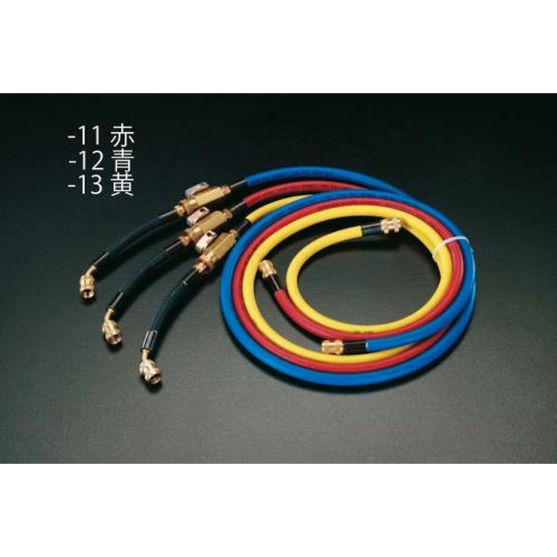 エスコ EA104TF-11 120cm/R32R410Aボールバルブ付チャージングホース(赤) 1個（ご注文単位1個）【直送品】