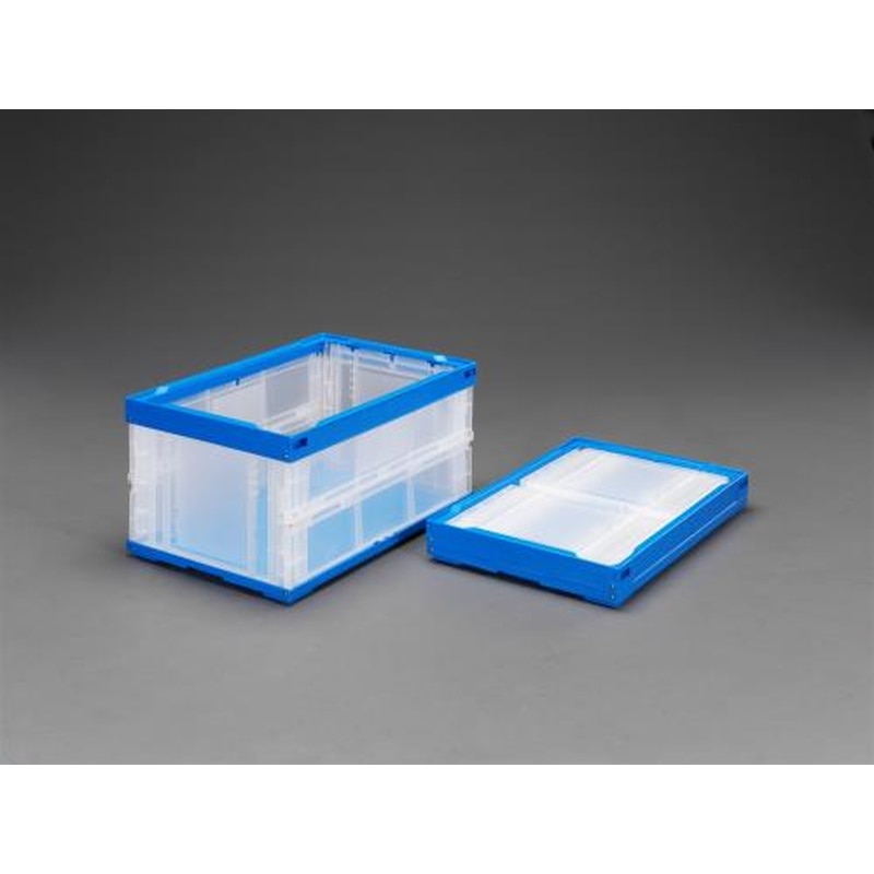 エスコ EA506A-18 530x366x206mm/30.0L折畳コンテナ(透明・青/2コ) 1個（ご注文単位1個）【直送品】