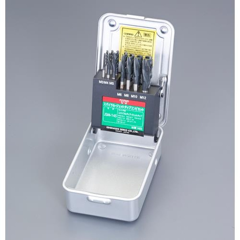 エスコ EA829DT-1 M3-M12スパイラル・ジェットタップセット(HSS) 1個(ご注文単位1個)【直送品】
