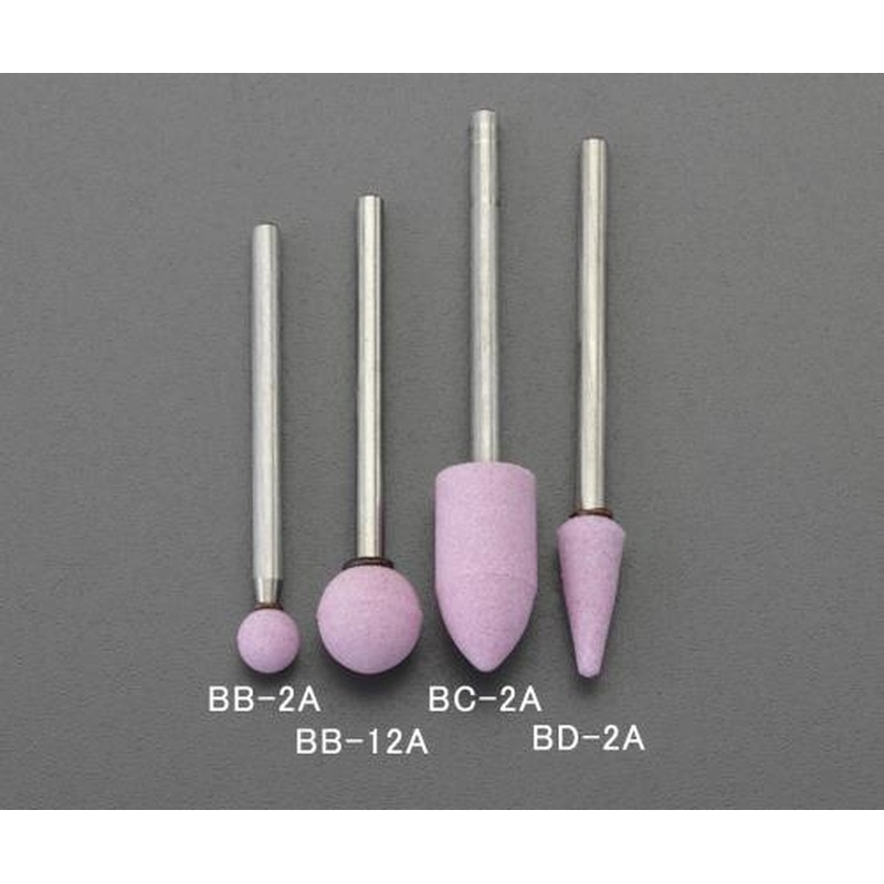 エスコ EA819BB-12A φ10mm/3mm軸軸付砥石(丸/薄赤) 1個(ご注文単位1個)【直送品】