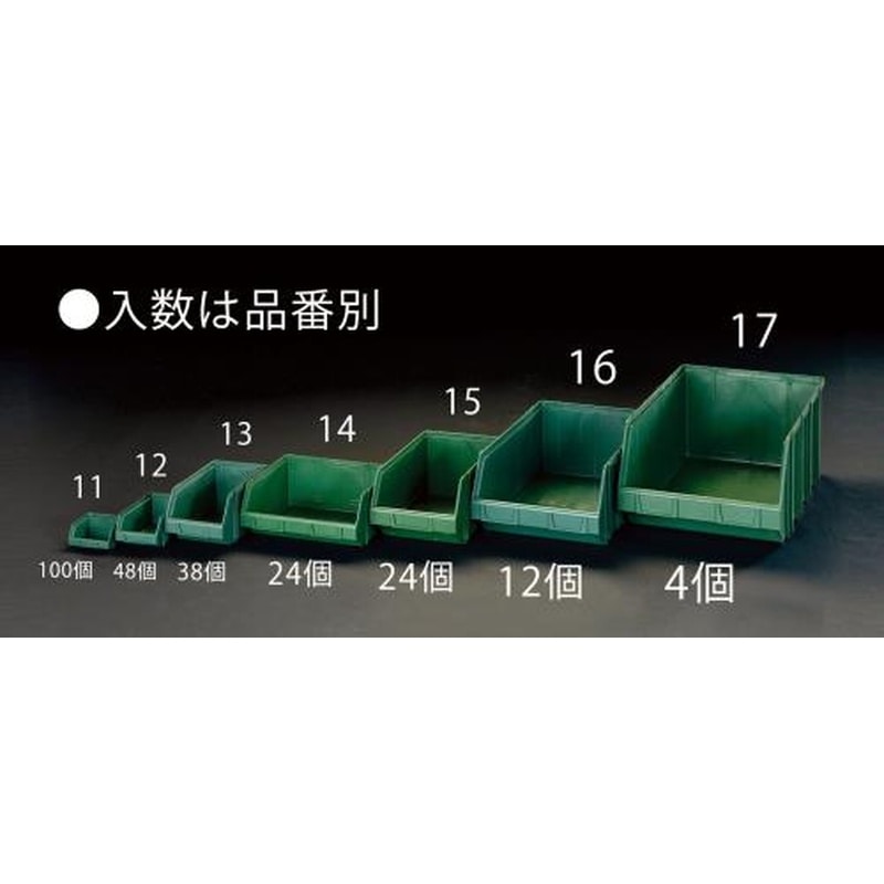 エスコ EA661cm-16 310x490x190mmパーツトレー(重ね置型・緑/12個) 1個（ご注文単位1個）【直送品】